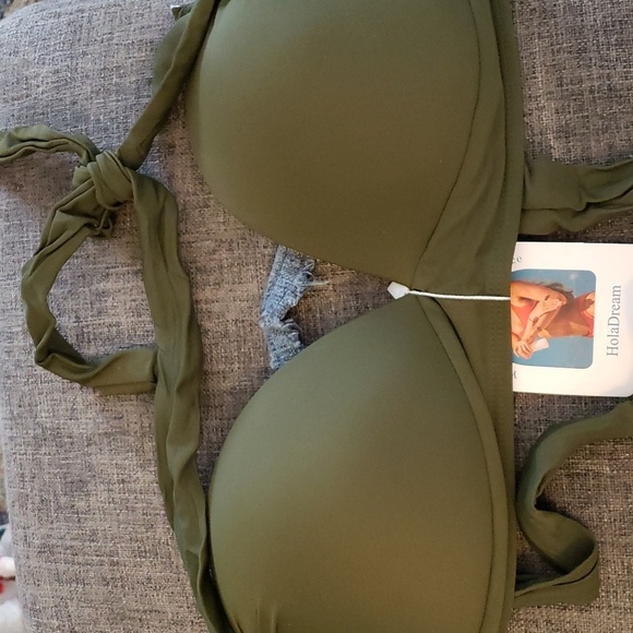 HolaDream Halter Push Up Bikini in Army Green Size XL - Picture 6 of 12